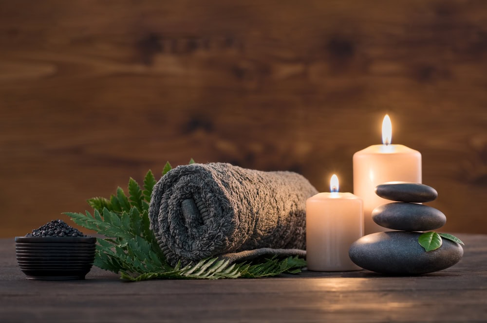 A spa setup for a hot stone massage