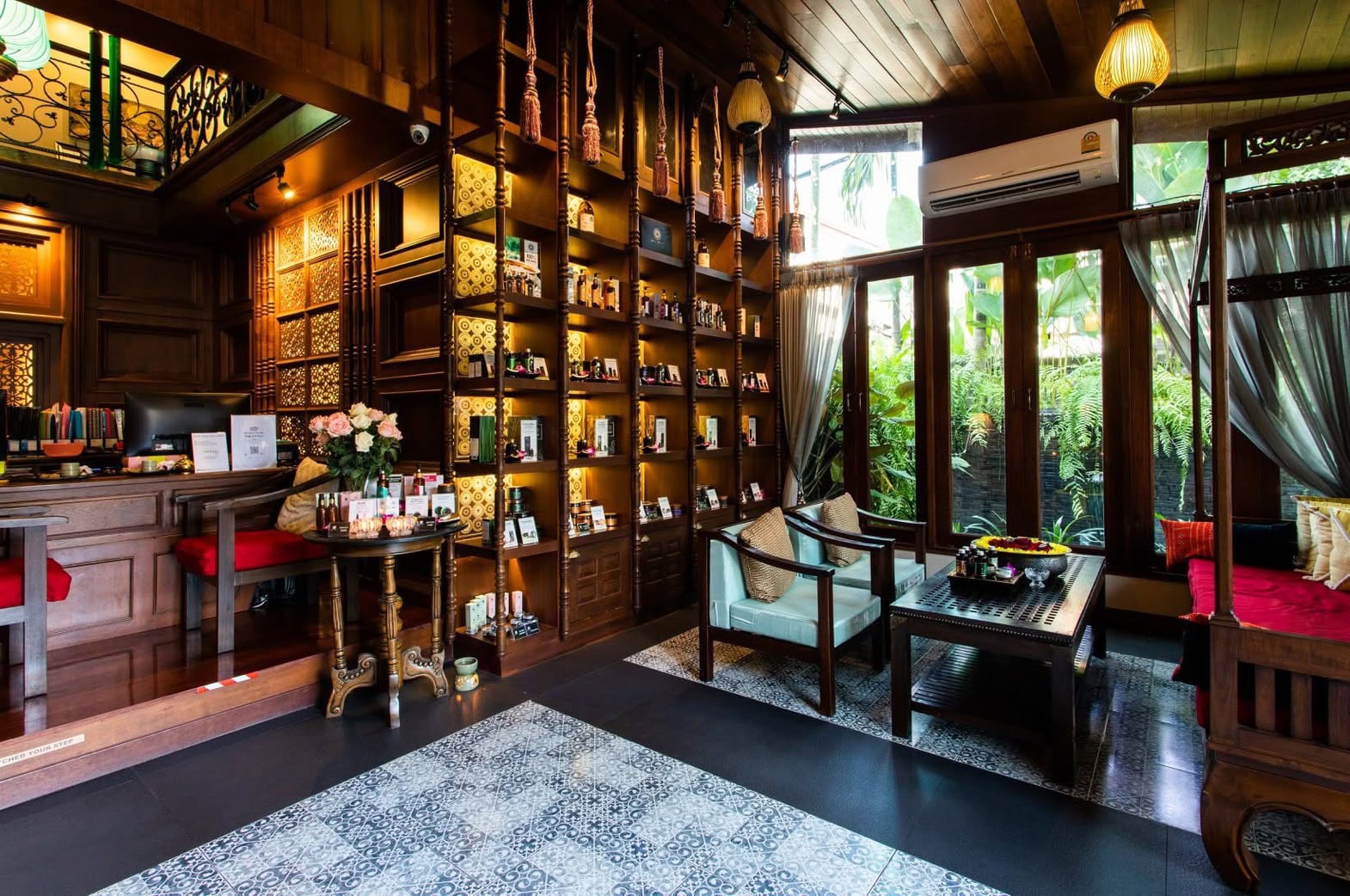 Luxurious interiors of Makkha Health & Spa’s Ancient House branch for premium Thai massage in Chiang Mai